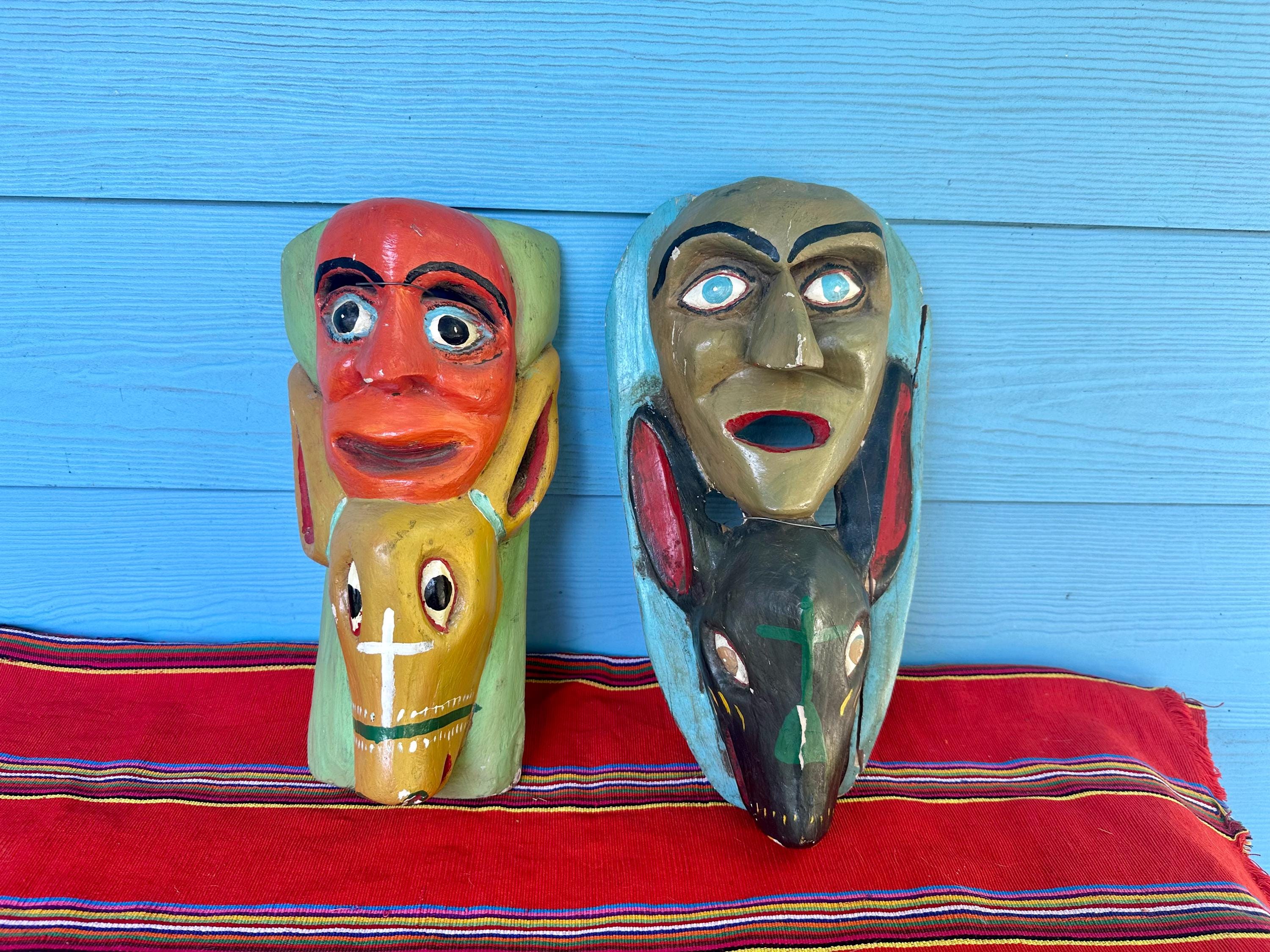 ヴィンテージのメキシコオオカミ、マスク、ゲレロマスク、鹿、民芸