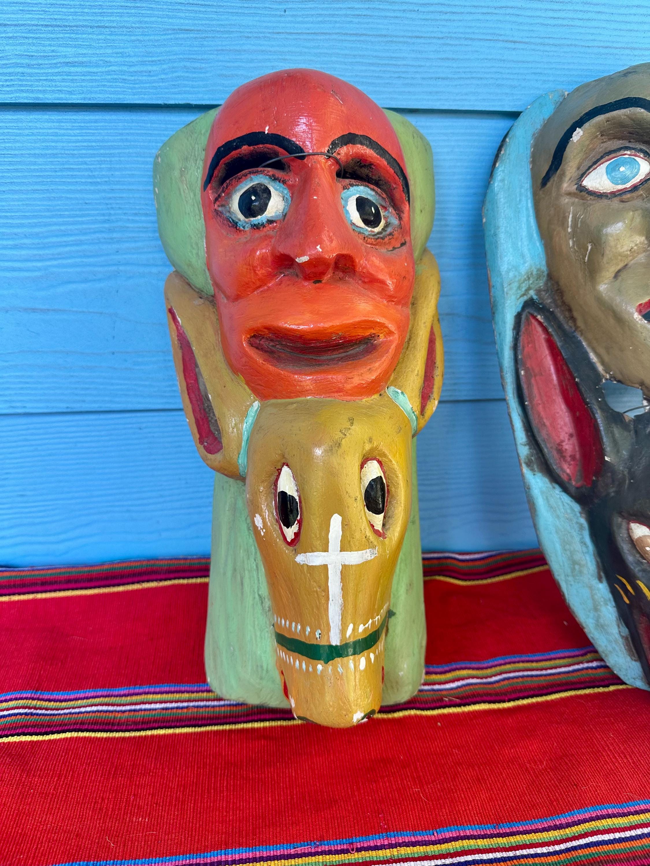 ヴィンテージのメキシコオオカミ、マスク、ゲレロマスク、鹿、民芸