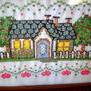 Vintage cross stitch embroidered welcome sign home decor image 4