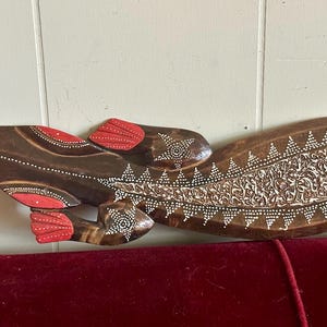 LARGE Vintage lizard, folk art, carved art, wall hanging, wall decor, snake, Santa Fe decor, western decor
