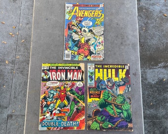 bandes dessinées vintage, vengeurs, iron man, bandes dessinées, roman graphique, l'incroyable hulk,