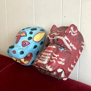 Vintage Mexican masks, Guerrero masks,jaguar, tiger, folk art masks, decorative masks, wall masks
