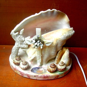 Vintage shell art vintage shell lamp