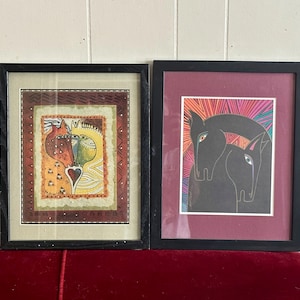 Vintage framed Laura Burch framed prints, horses, wall hanging, wall decor
