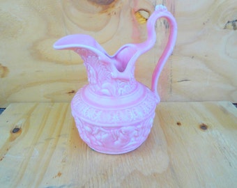 Vintage pink ceramic pitcher