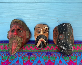Vintage Guatemalan mask, Mexican mask, folk art masks, carved masks, wall masks, wall decor, wall hanging, dog mask