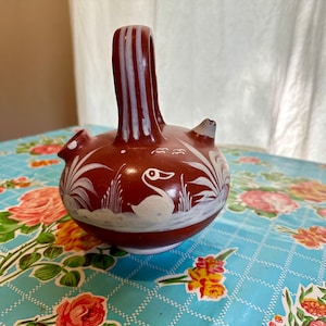 Vintage Mexican ceramic pitcher, terracotta pitcher, Mexican decor, clay pitcher, Santa Fe decor,