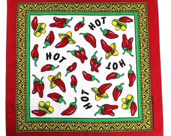 Vintage chili bandana, chili handkerchief, mexican, southwestern, western