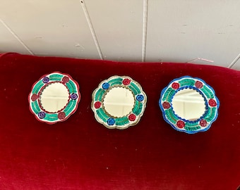 Vintage Mexican tin mirrors, wall mirror, round mirror, small mirror
