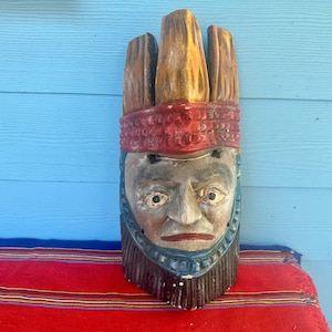 Vintage Mexicaanse maskers, groot, Guerrero-maskermasker, volkskunstmaskers, decoratieve maskers, gesneden, Guerrero