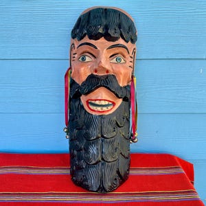 Vintage Guatemalan masks, Mexican mask, folk art mask, carved mask, Guerrero mask, ceremonial mask, barbon