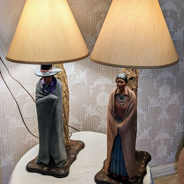 Vintage lamps, native american lamps, Santa Fe decor, Southwestern decor,