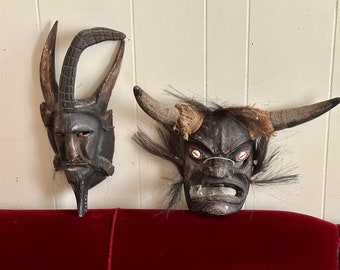 Vintage Masks, Mexican masks, carved mask, Indonesian mask, black mask