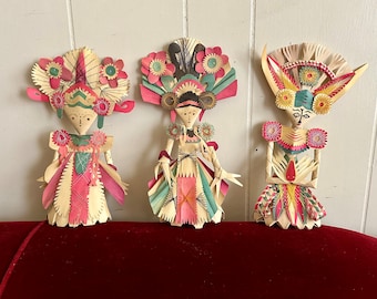 アメージングタイランド・グランドセール Vintage Art Folk Dolls, Leaf Palm Woven Goddess Dewi-sri 版画
