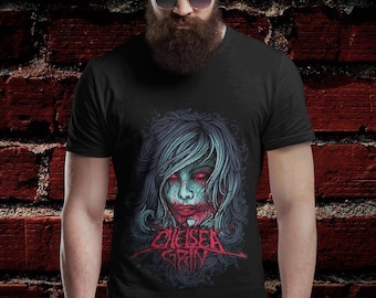 Maglietta unisex della band deathcore Chelsea Grin "Girl Face New Black Lady"