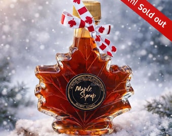 Canadian Maple Syrup, 100% Pure Organic Amber, 100ml Gourmet Gift |Brunch Party Favor Maple Syrup Bottle | Pancake Breakfast Gift |
