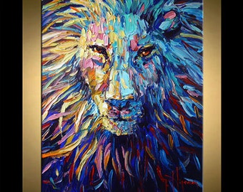 lion painting etsy