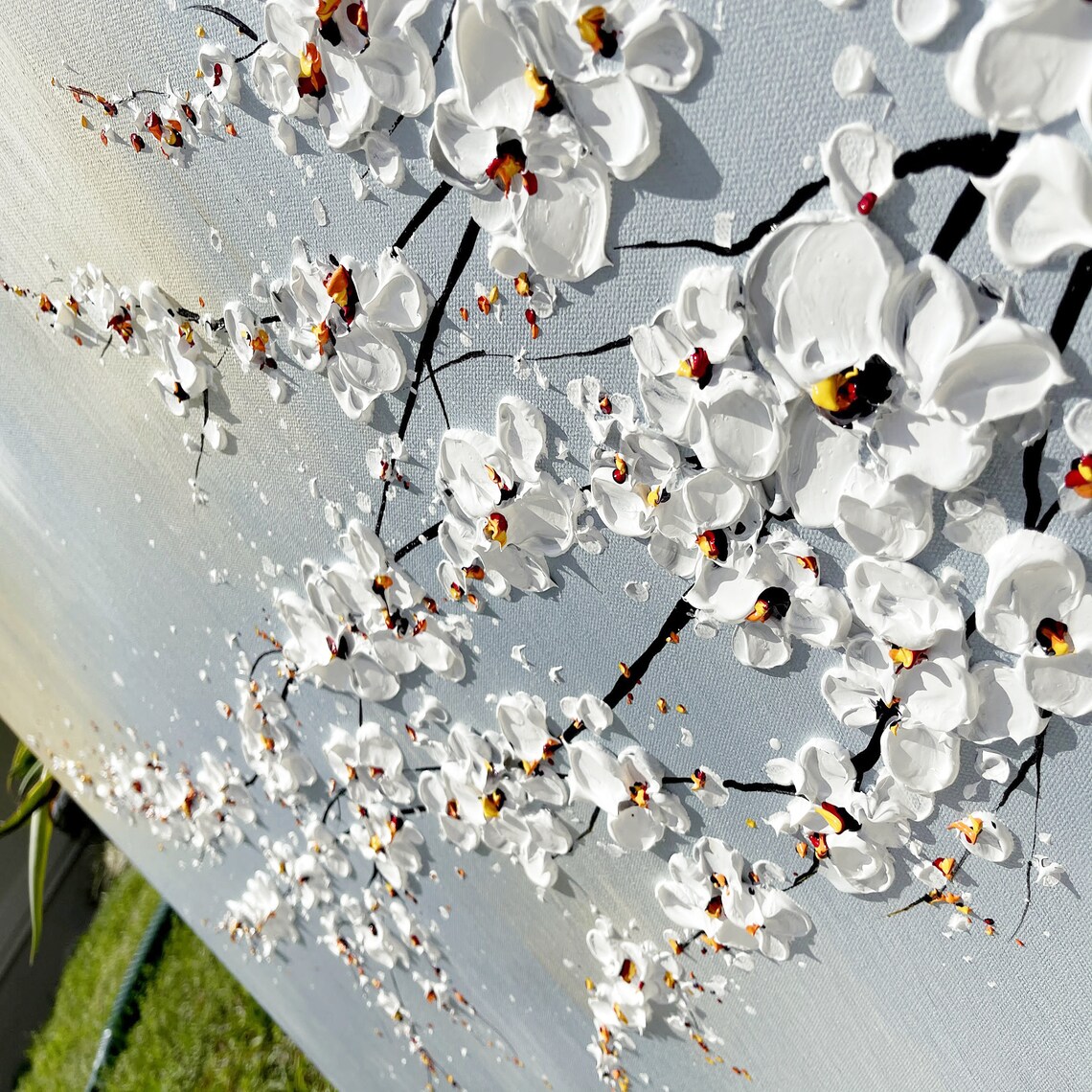 Painting Canvas Art Tree Art Gray and Beige White Palette Etsy