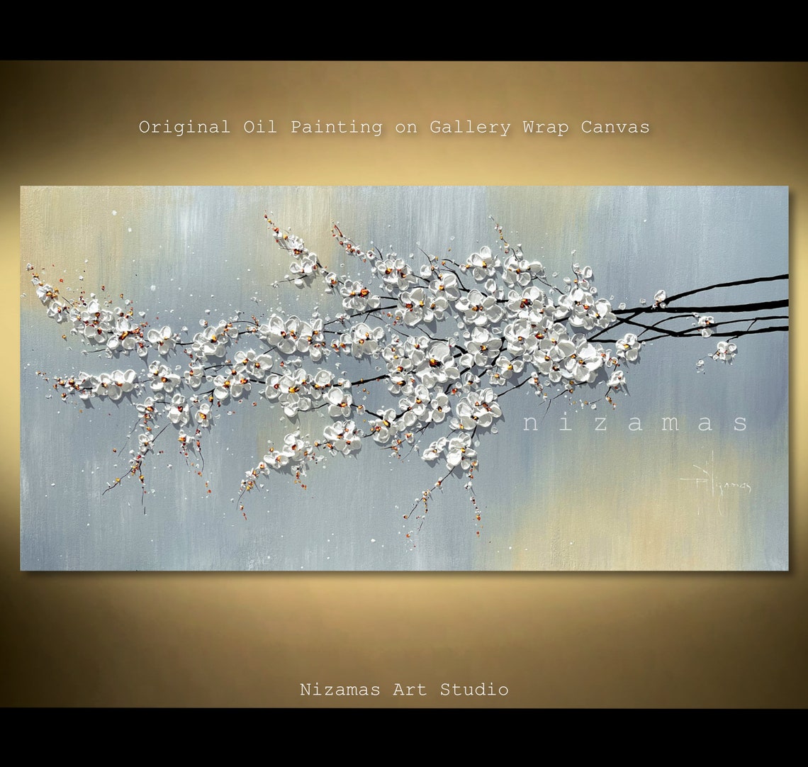 Painting Canvas Art Tree Art Gray and Beige White Palette Etsy