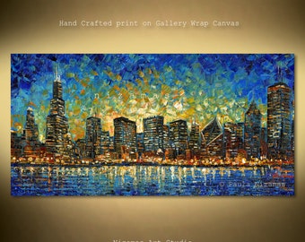 Chicago Skyline wall art brings a colorful style and urban feel to any room of your home by Nizamas Ready to hang