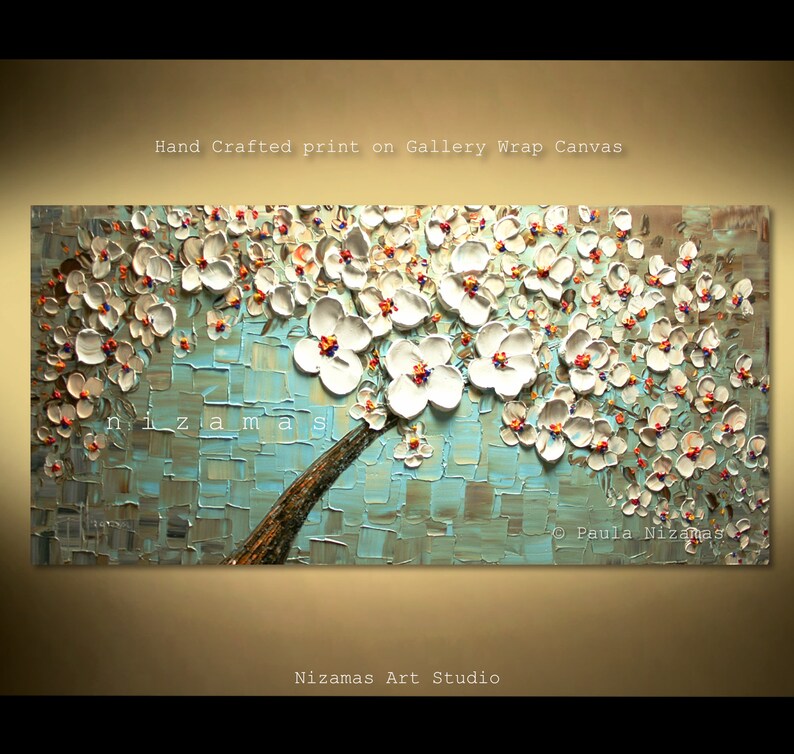 Art on canvas featuring a dreamy view of a tree, just as the sun breaks out of the cloudy sky by Nizamas ready to hang image 1