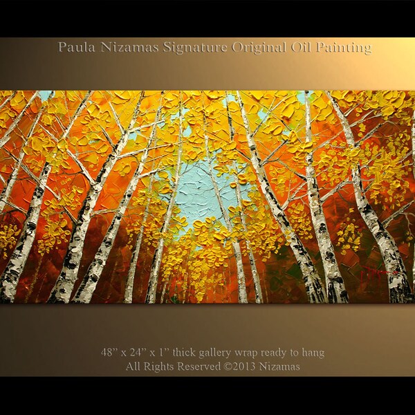 Birch Oil Painting Modern Oil Painting  Silver Birch Tree Palette Knife Landscape  from Nizamas