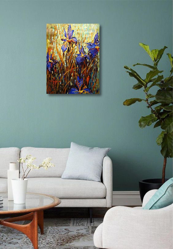 Oil painting with vibrant hues of blue purple green art on | Etsy