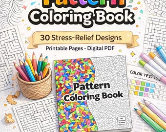 Pattern Coloring Book for Adults – 30 Stress-Relief A4 Pages (Digital PDF Download)