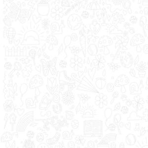 May include: A white background filled with various line art illustrations. The drawings include a rainbow, butterfly, mushroom, roller skate, heart, and other whimsical elements. The overall theme is playful and decorative.
