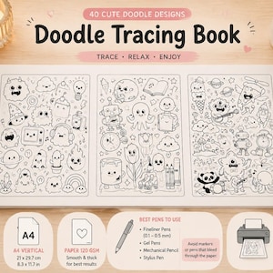 Tekenboek Dazzling Doodles | 40 handgetekende ontwerpen (digitale download)