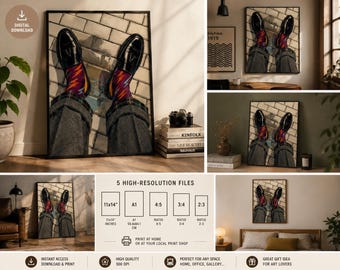 Retro Fashion Poster, Colorful Socks Wall Art, Vintage Style Digital Print