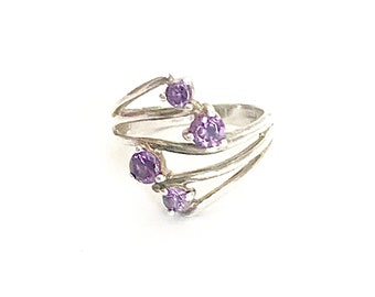 Beautiful Vintage Sterling Amethyst Ring | February Birthday Gift | Christmas Gift | US size 8 | free shipping USA