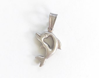 Pendentif Argent Massif 925 Ancien - Style Art Déco Dauphins, Créateur, Occasion