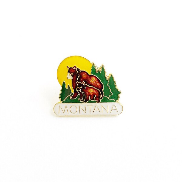 Vintage Montana Enamel pin | Travel Montana Souvenir pin | enamel pins | hat tac| Lapel pin | Bear Pin | Montana wilderness pin | jacket pin