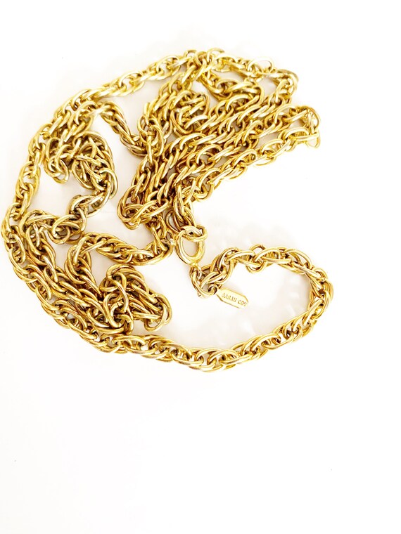 Beautiful long gold chain necklace by Sarah Coven… - image 2
