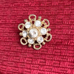 Vintage Strass Brosche: Gold Tone Burst Pin, Glam Schmuck