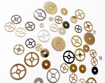 Little bitty gears | watch parts | steampunk supplies | resin project gears | steampunk nail decor | diy steampunk art gear pieces