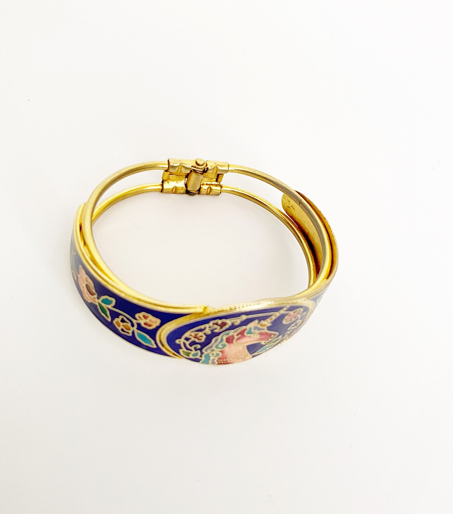 Cloisonné Unicorn Clamper Bracelet Shiny Blue Etsy