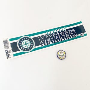 Vintage 90s Seattle Mariners Bumper Sticker & Pin Set