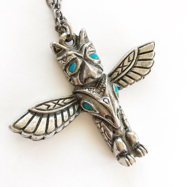 Wonderful Vintage Native American Style Thunderbird Totem Pendant Necklace~ Beautiful Statement Piece!