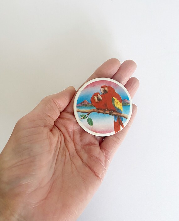 Vintage Parrot Button Pin |  Vibrant 80s 90s Trop… - image 3