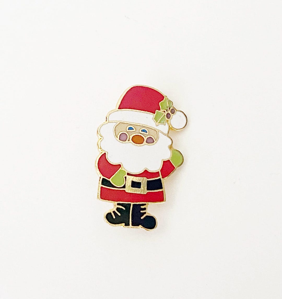 Santa Pin Design Vintage Enamel Santa Pin: Christmas Lapel Pin Brooch - Etsy