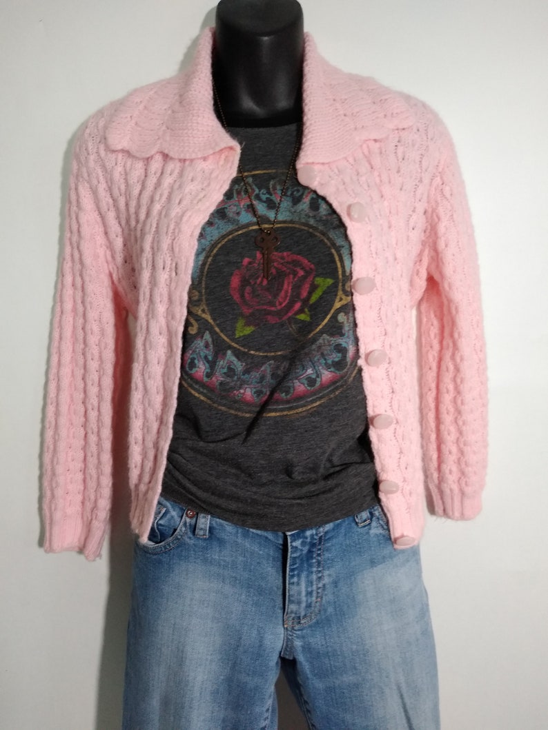Vintage Handknit Pink Cardigan