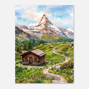 ZERMATT – Schweiz | Matterhorn Hütte | Reiseposter | Paper-Cut Diorama