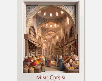 ISTANBUL Spice Bazaar Poster – Egyptian Spice Bazaar 3D Paper Cut Art – Wall Art Türkiye Architecture Diorama – Gift for Travelers