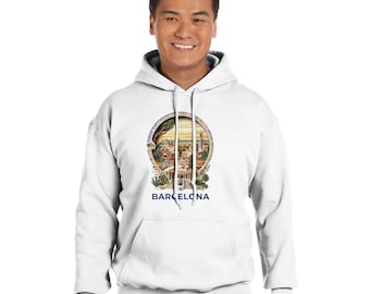 Barcelona Hoodie – Park Güell Design, Catalan Retro Style, Barcelona Motif, Classic Hoodie for Women & Men