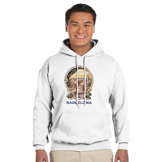 Barcelona Hoodie – Park Güell Design, Catalan Retro Style, Barcelona Motif, Classic Hoodie for Women & Men
