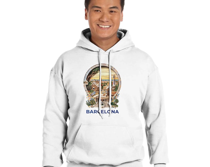 Barcelona Hoodie – Park Güell Design, Catalan Retro Style, Barcelona Motif, Classic Hoodie for Women & Men