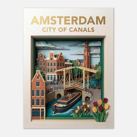 AMSTERDAM – City of Canals | Travel Poster