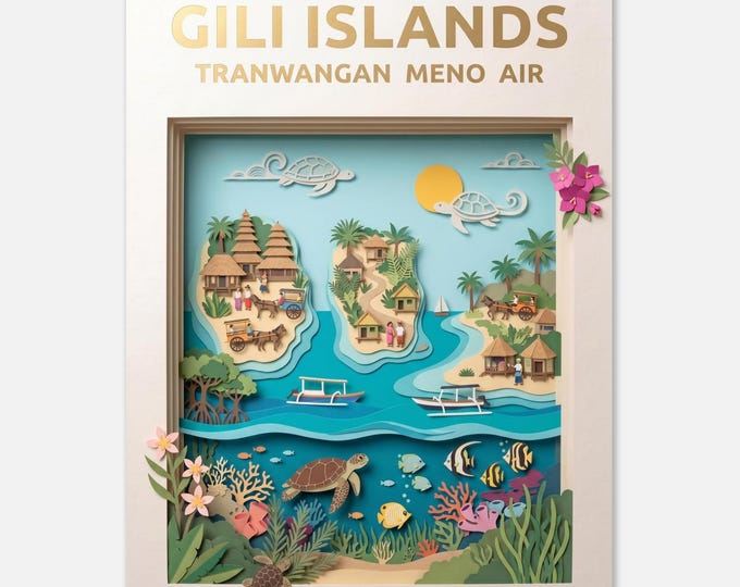GILI ISLANDS – Tranwangan Meno Air | Travel Poster